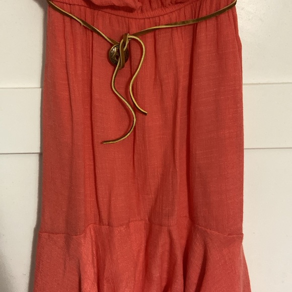 New Poetry Coral Strapless Dress w/Belt SZ MED - Picture 3 of 9